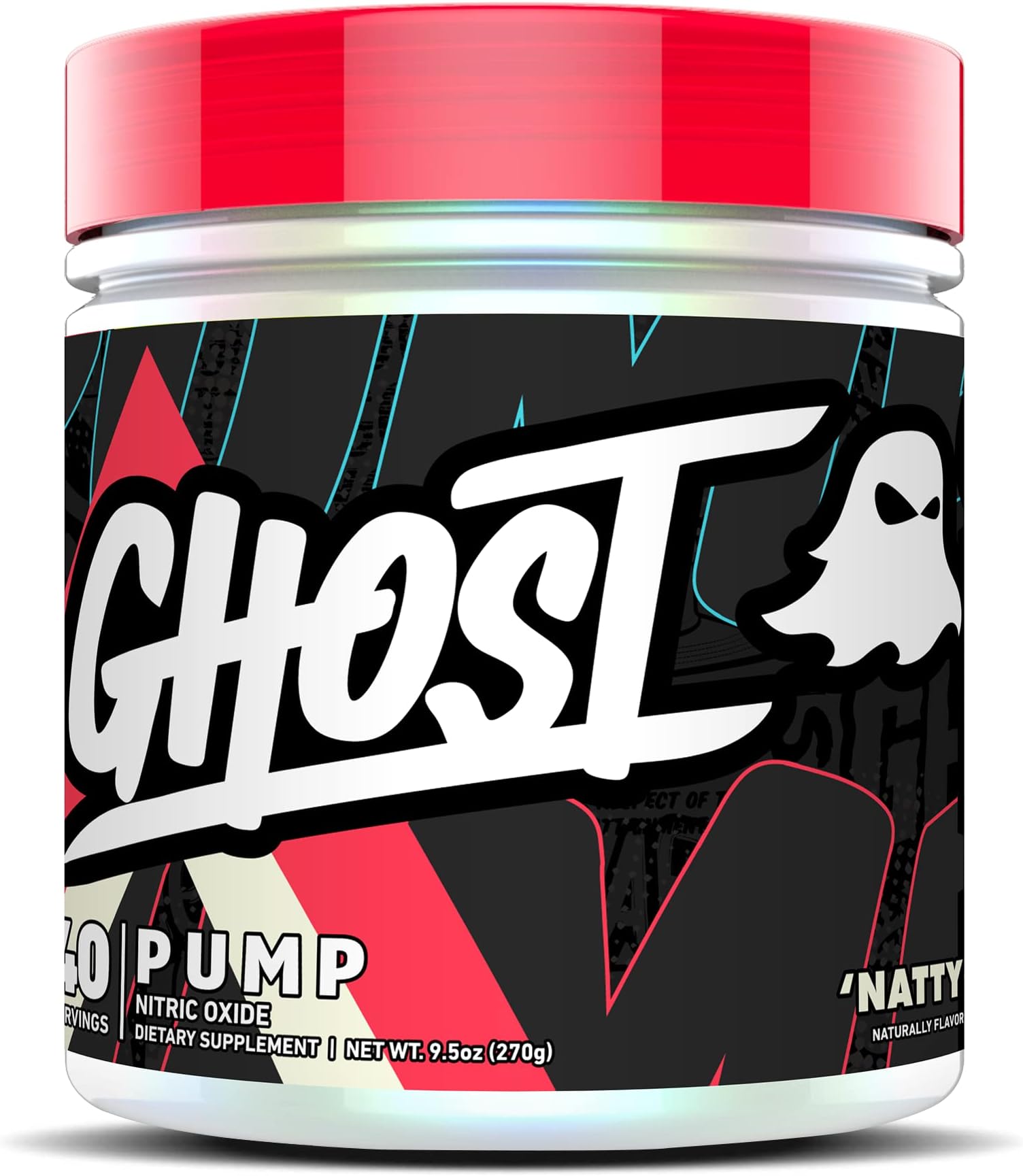GHOST Pump Nitric Oxide Powder, Natty - 40 Servings - Sugar & Stim-Free Pre-Workout Supplements - L-Citrulline, Arginine Nitrate & L-Glutathione - Soy & Gluten-Free, Vegan