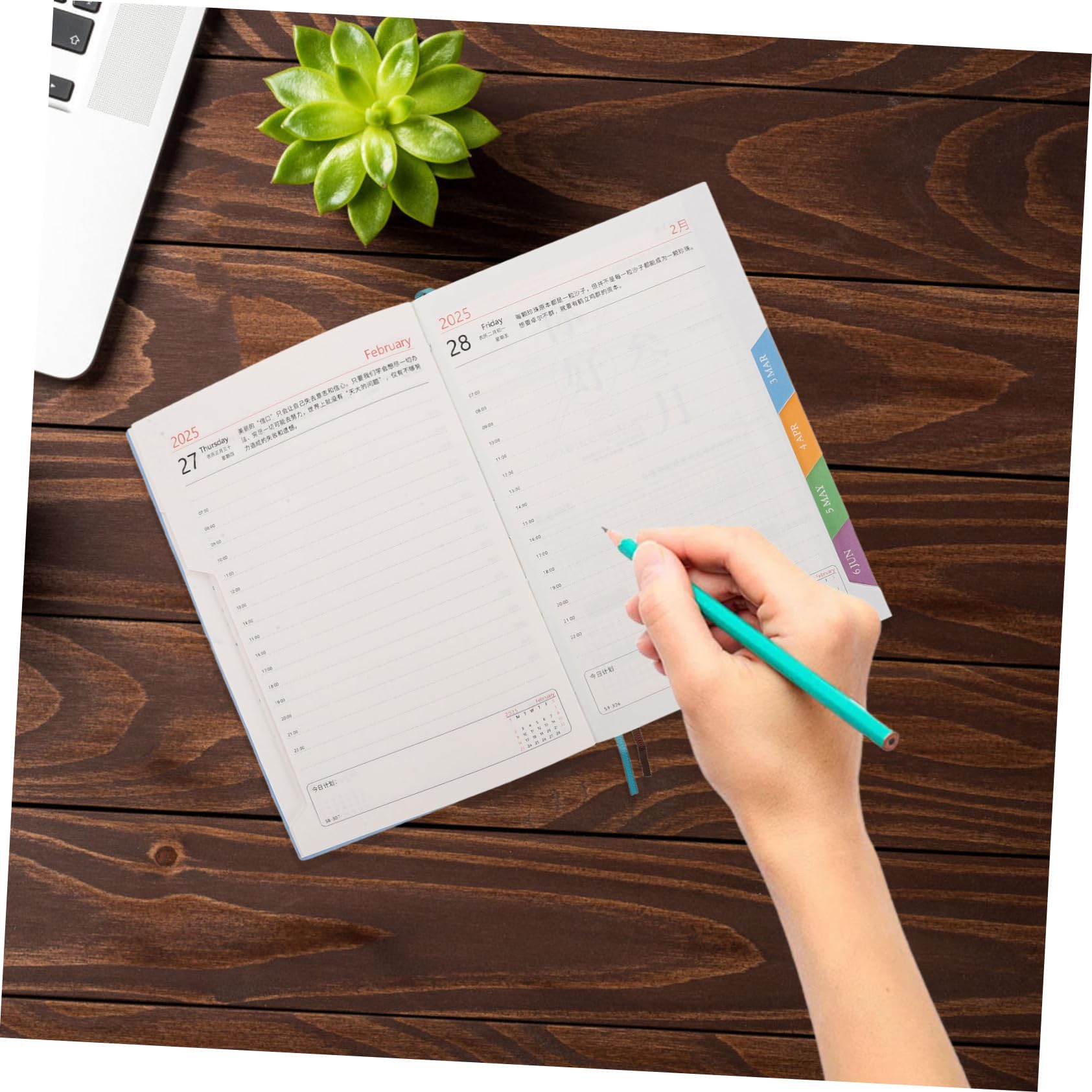 Agenda Diaria 3 Piezas Pu Papel para Gestión Estudio | Cuaderno Planificador 2025 con Calendario Anual, Agenda Fechada de Enero a Diciembre, Decoracion Colegio