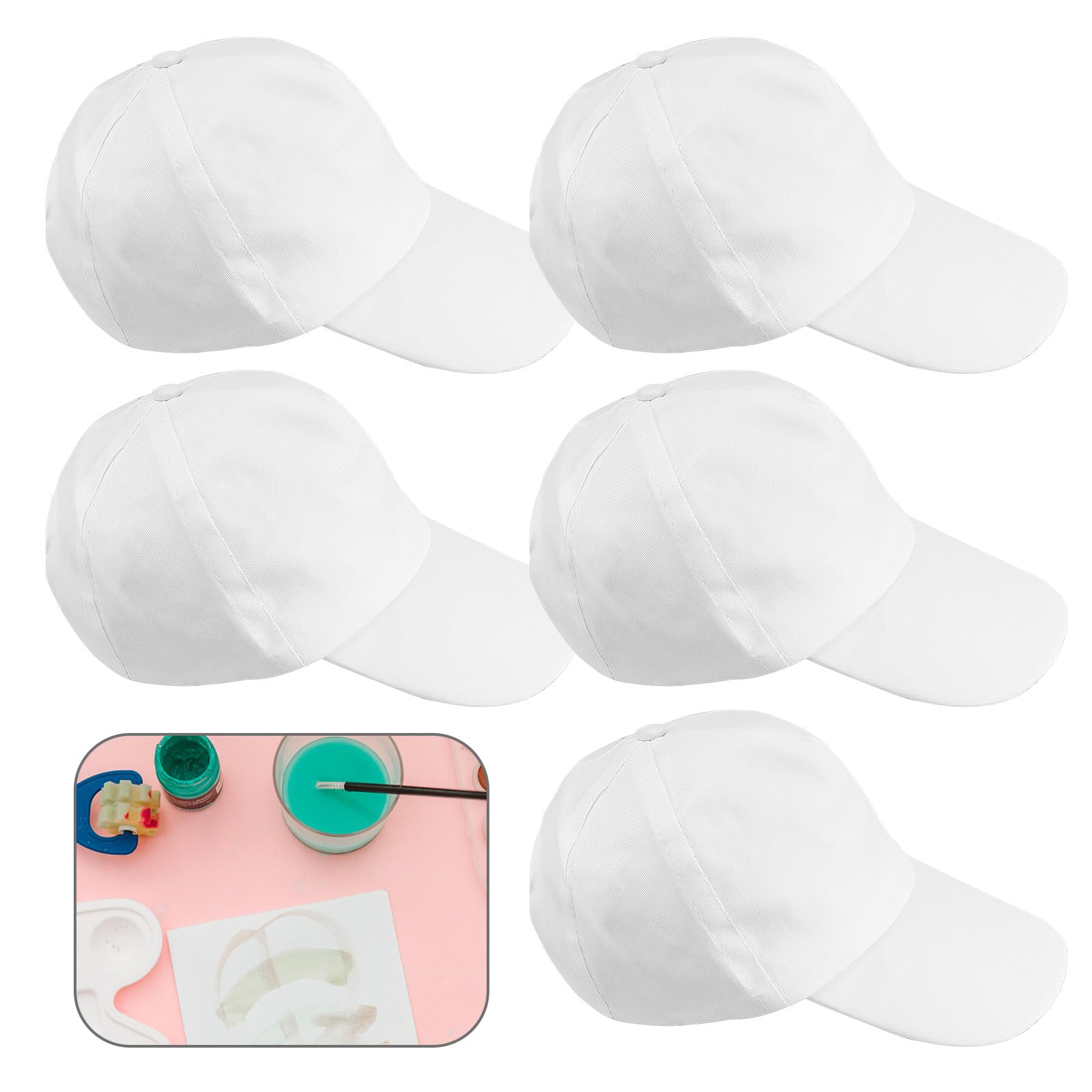 HASLED Gorra de béisbol 5 piezas blanca para hombre visera ajustable