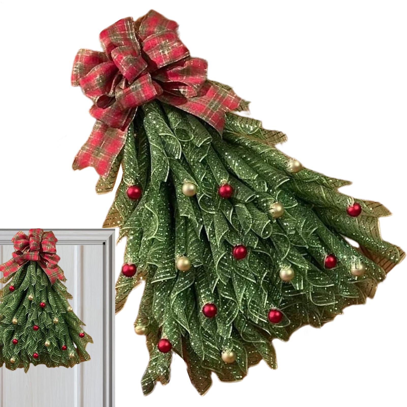 Couronne de Noël pour porte d'entrée - Décoration de guirlande extérieure sans entretien