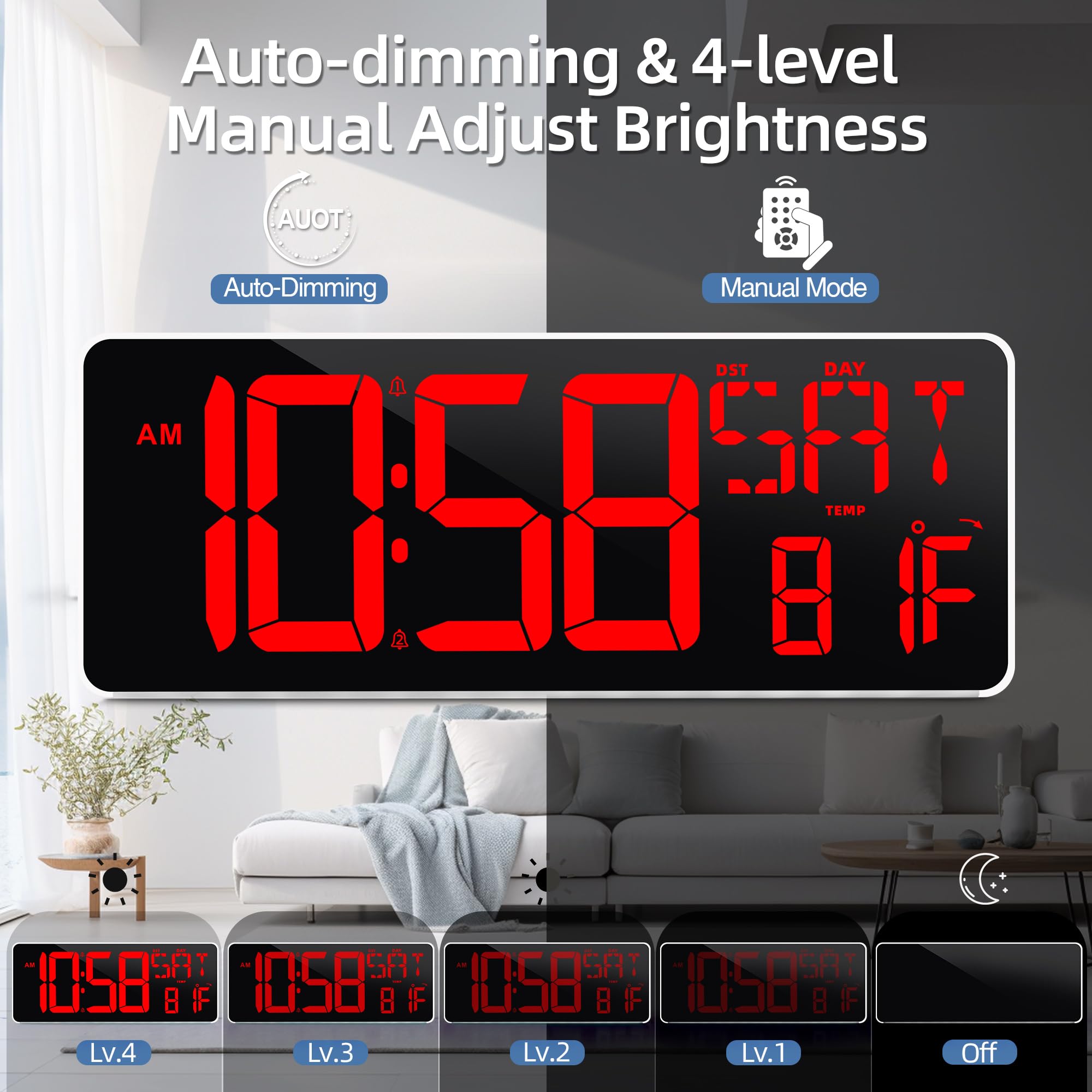 Amazon.com: TXL 13.7 Inch Large Digital Wall Clock with Remote