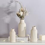 Small Vase, Ceramic Vase, Minimalist Modern Home Decor, for Tables, Bookshelves, Mantel Shelves, Entryway and Centerpieces, Farmhouse, Bohemian (Beige, Large)