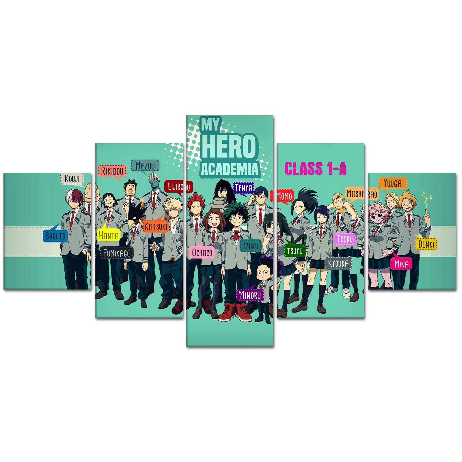 My Hero Academia Poster - Japanese Anime Wall Scroll 5pcs High-definition Canvas Print Posters for Living Room,Bedroom,Club Art Decor,Children's Gift,No Frame., Large