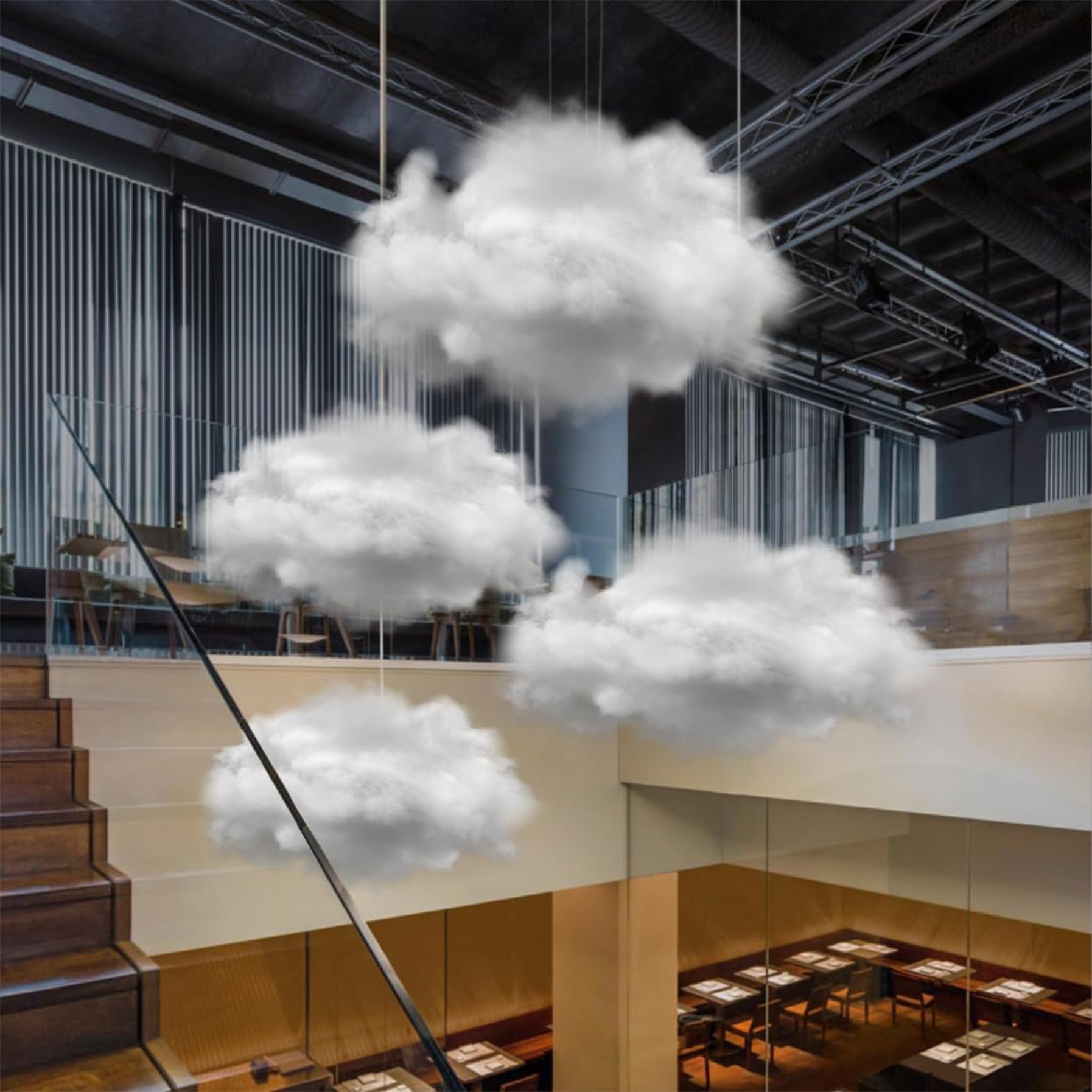 Déco Nuages Suspendus Lot De 9 - Coton Simulé - 3D Pour Plafond - DIY Décoratif