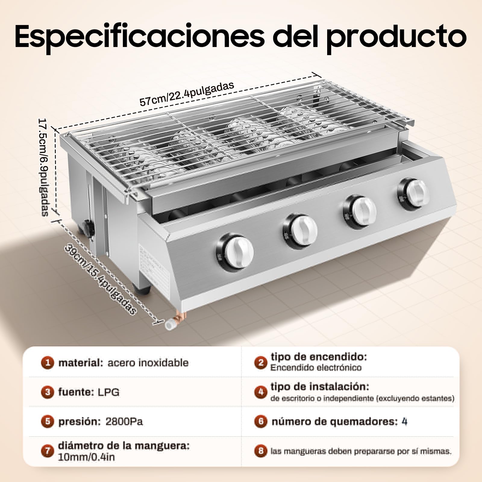Barbacoas de gas natural, sin humo, barbacoa de mesa, barbacoa desmontable, barbacoa de camping, barbacoa de camping con depósito de aceite, para patio trasero, jardín, terraza, balcón, 58 x 40 x 20