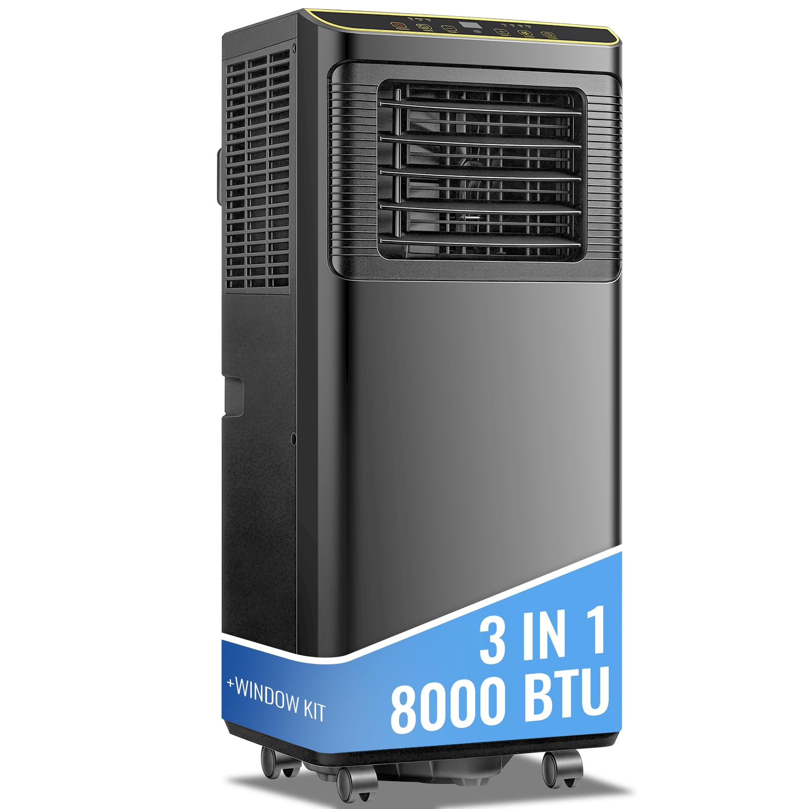 8000 btu portable air conditioner 3 in 1 portable ac with remote control dehumidifier, fan mode suit for room up to 250 sq. ft black