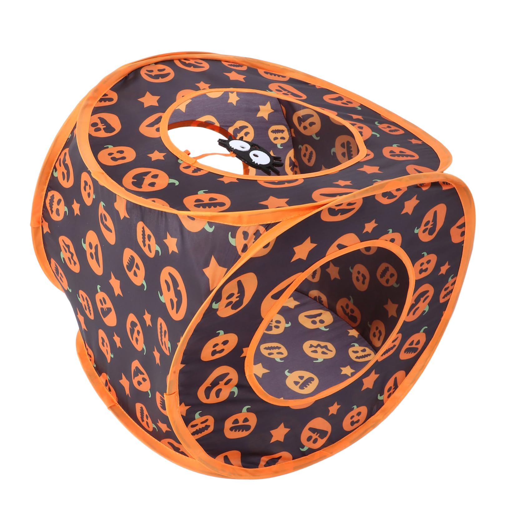 COLLBATH Cat Tunnel for Indoor Cats Foldable Halloween Themed Pet Tunnel for Animals Interactive Hamster Hideaway for Mice Rabbits Ferrets Durable Polyester Design