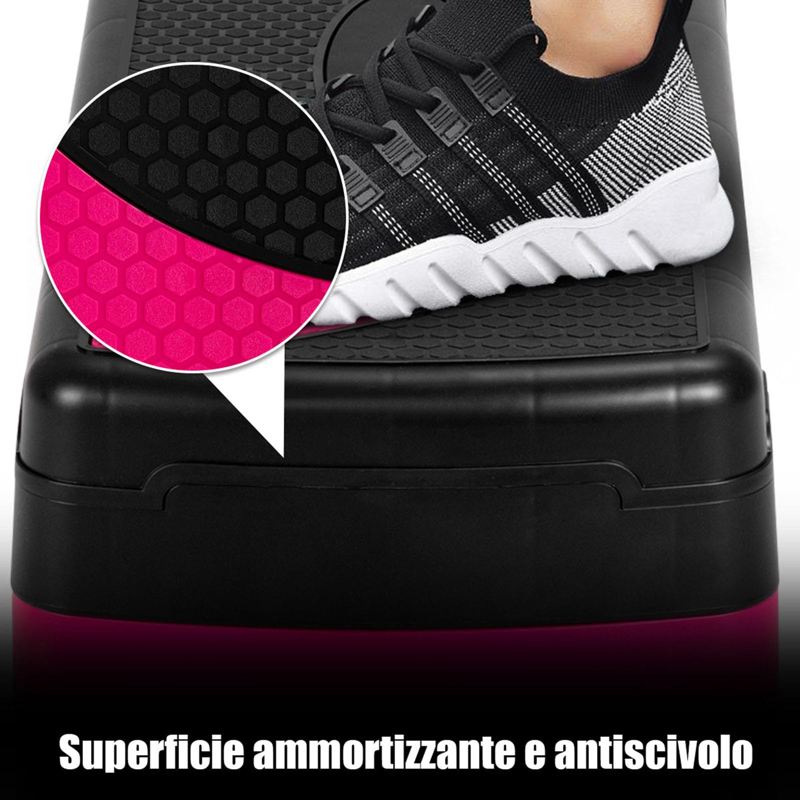 Costway Step Aerobico Con 3 Altezze Regolabili (10-15-20 Cm), Antiscivolo, Portatile Per Casa E Palestra