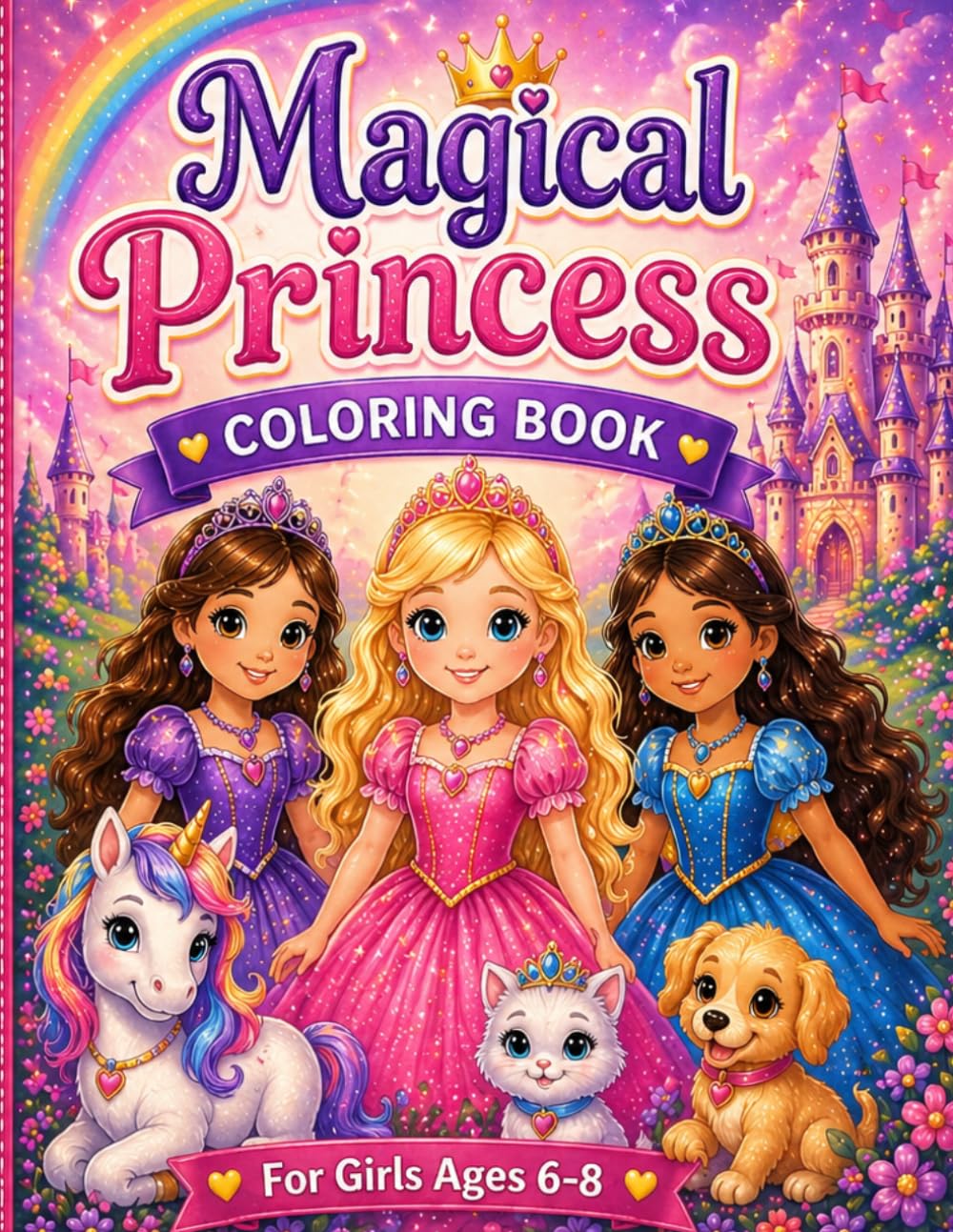 Magical Princess Coloring Book: Princess Coloring Book for Girls Ages 6-8