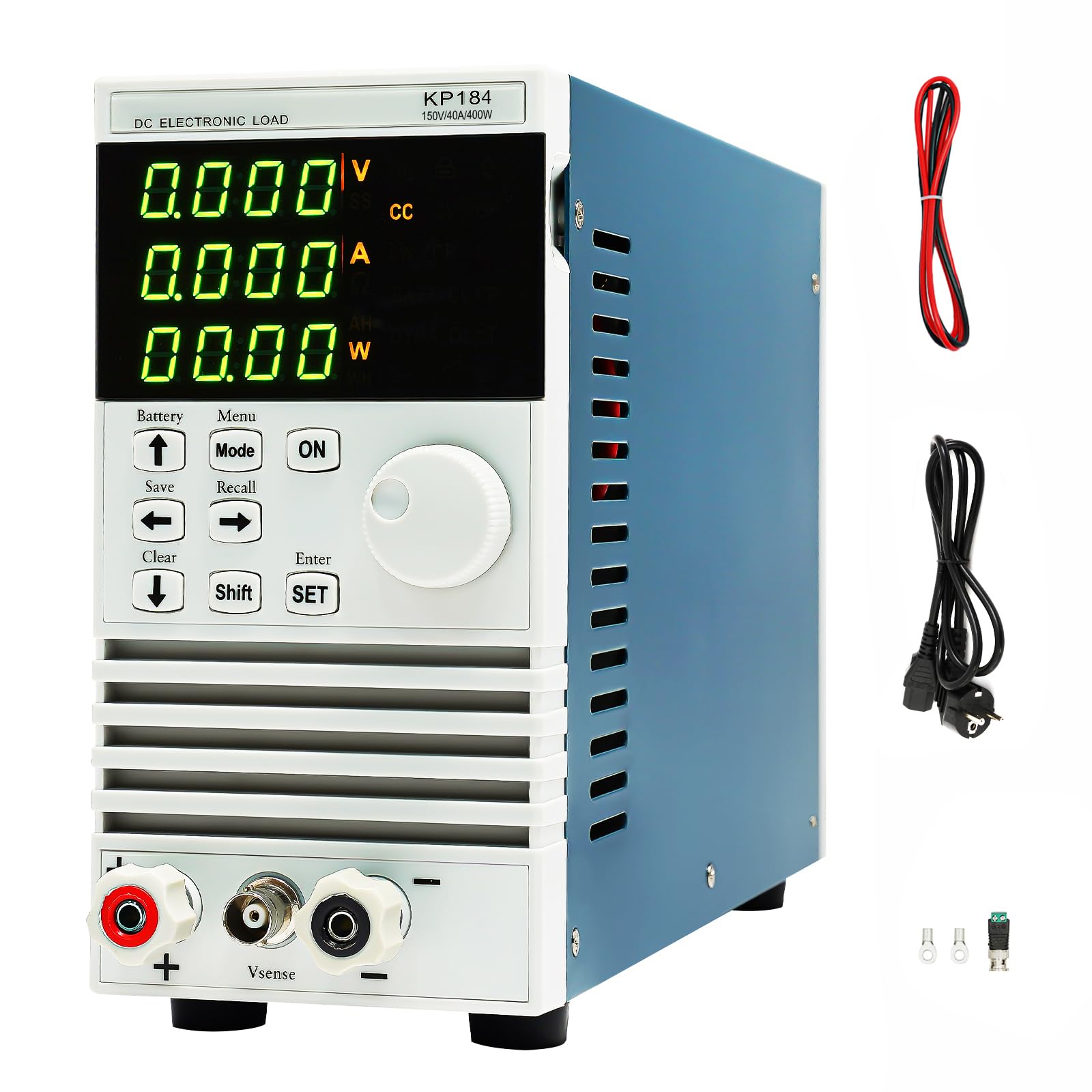 KP184 DC Carga electrónica 40 A 400 W con 4 modos (CC/CV/CW/CR) – Control digital, pruebas automáticas, prueba de batería para LED/fuente de alimentación/cargador (110 V/220 V)