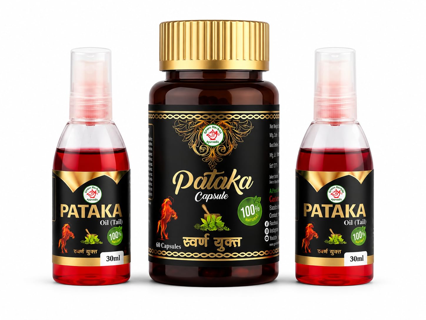 Pataka Combo Oil 60ml pack of 2 and Capsule 60 Count for Men Health Supplement-picture-23
