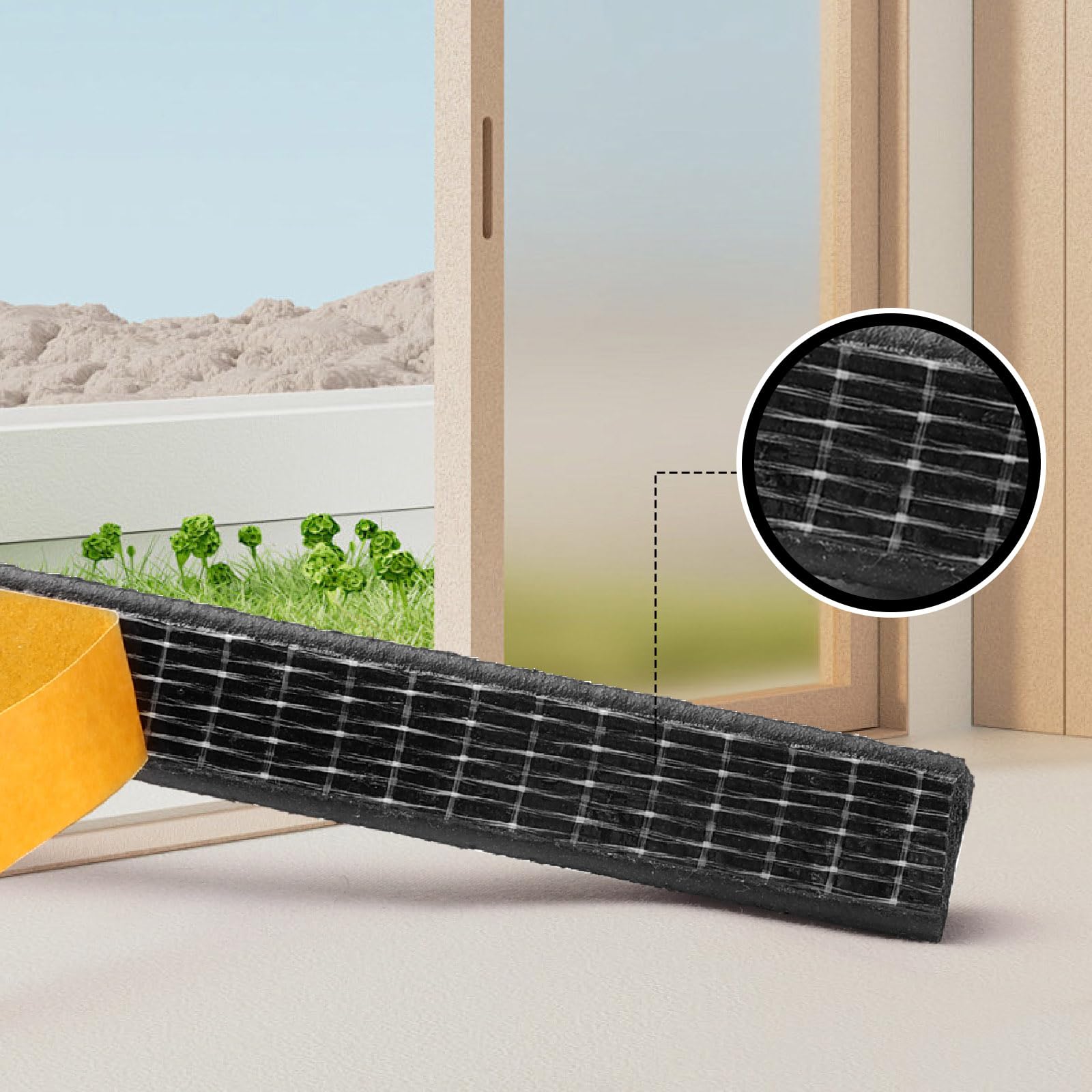 Self-Adhesive Weather Stripping For Large Gaps – 12mm Thick X 14mm Wide X 6 Meters Long, Blocks Wind & Noise For Doors & Windows
