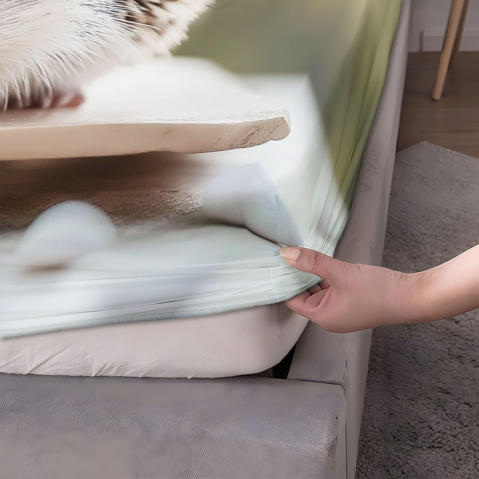 Lenzuolo con Angoli 180 x 200 cm Letto Matrimoniale Maxi - Lenzuola Sotto con Angoli in Microfibra a Motivo Riccio Carino Animale - Adatto alle Camere da Letto di Bambini, e Adulti Crema