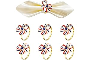 6 Pieces Patriotic Napkin Rings 4th of July Napkin Ring Holders for Independence Day Party