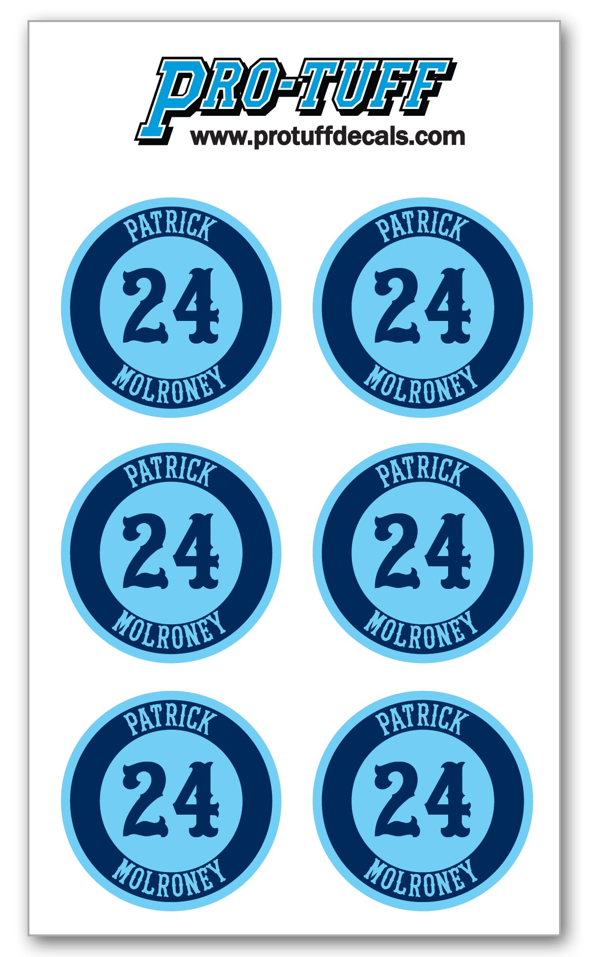 Bat Knob Decals for Baseball Softball Traditional Old Fashioned Letters Number Bats Handle Stickers Set of 4 (Light Blue/Navy)