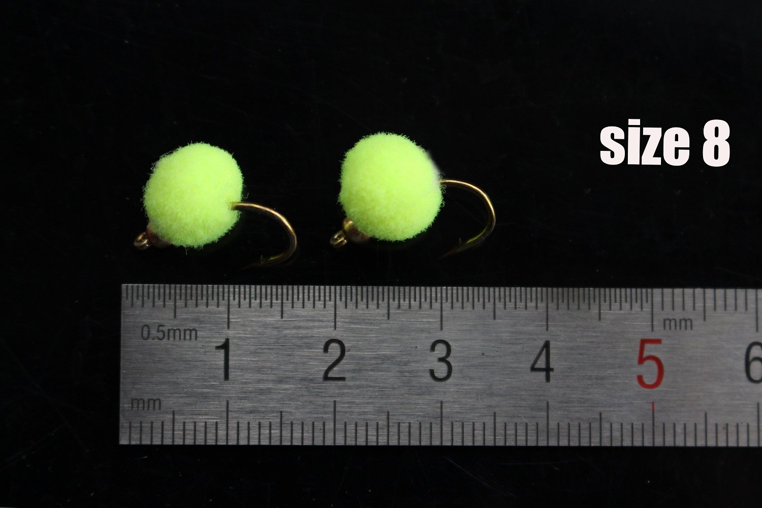 Tigofly 36 pz UV fluorescente Chartreuse Colore Ottone Beadhead Uovo Mosca Mosca Mosca Esche Misura #8