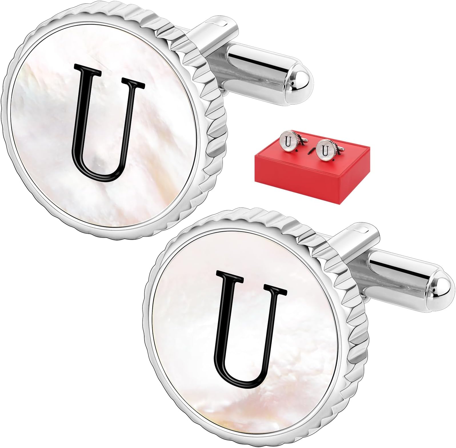 Cuff Links Mens Golden Silver Gunmetal Black, Cufflinks for Men Custom Initial Personalized Mother Of Pearl Mens Cufflink for Shirt Golden Silver Gunmetal Black Cuff Link Shirt for Wedding