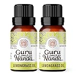 GuruNanda Lemongrass Essential Oil, 100% Pure, Natural and Undiluted Diffuser Oil for Aromatherapy, Massages & DIY Recipies, for Rejuvenation (2X0.5 fl Oz)