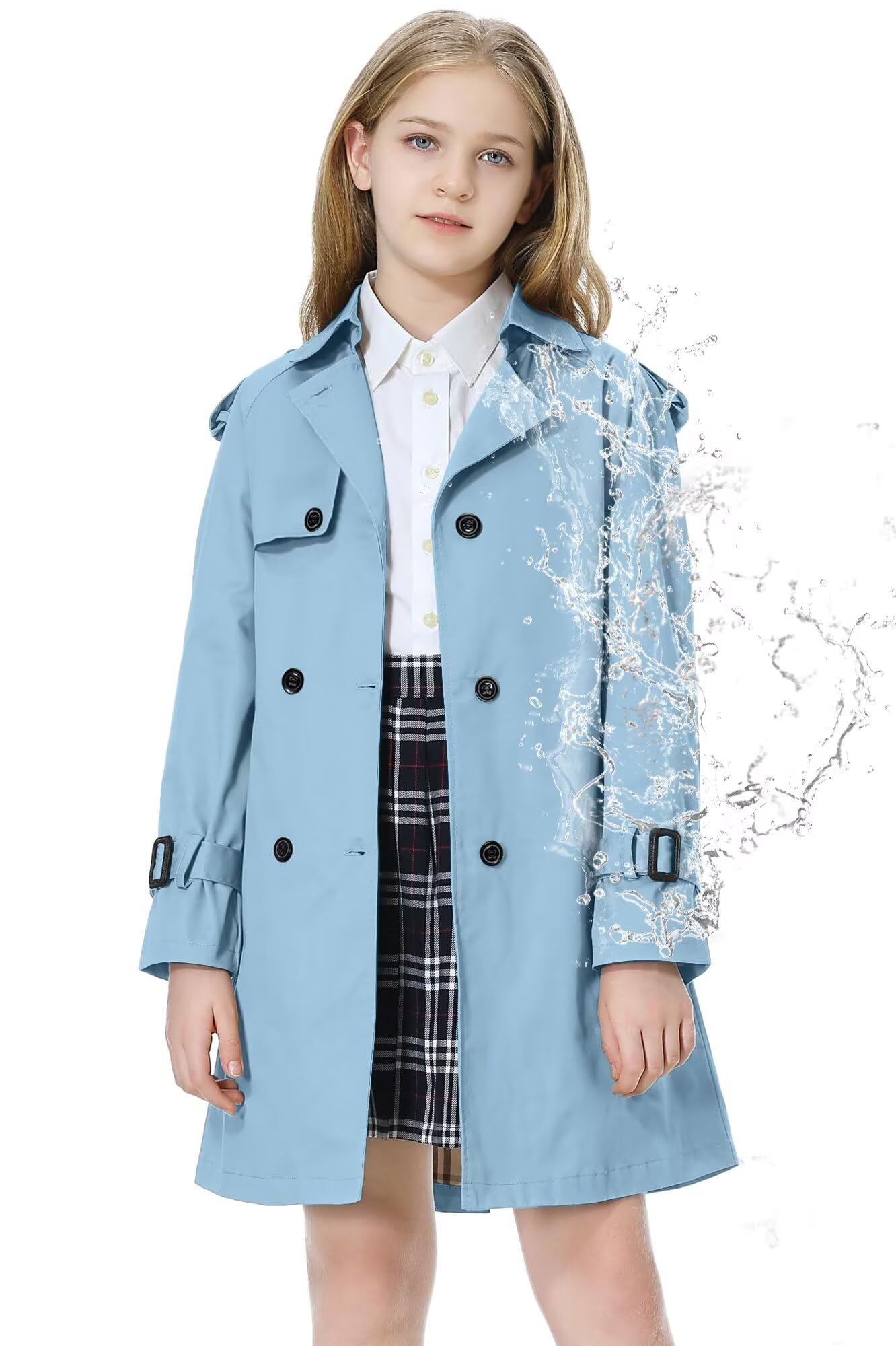Betusline Girls Trench Coat Double Breasted Outerwear Raincoat