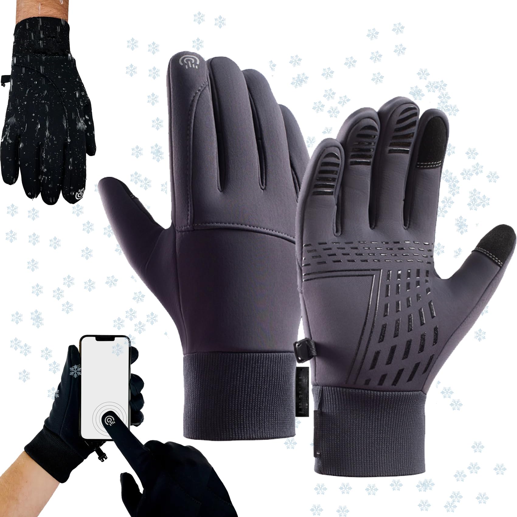 ARCTICZ - Premium Thermo Gloves, Arcticz Waterproof Windproof Thermal Gloves, Winter Non-Slip Gloves with Touch Screen Finger