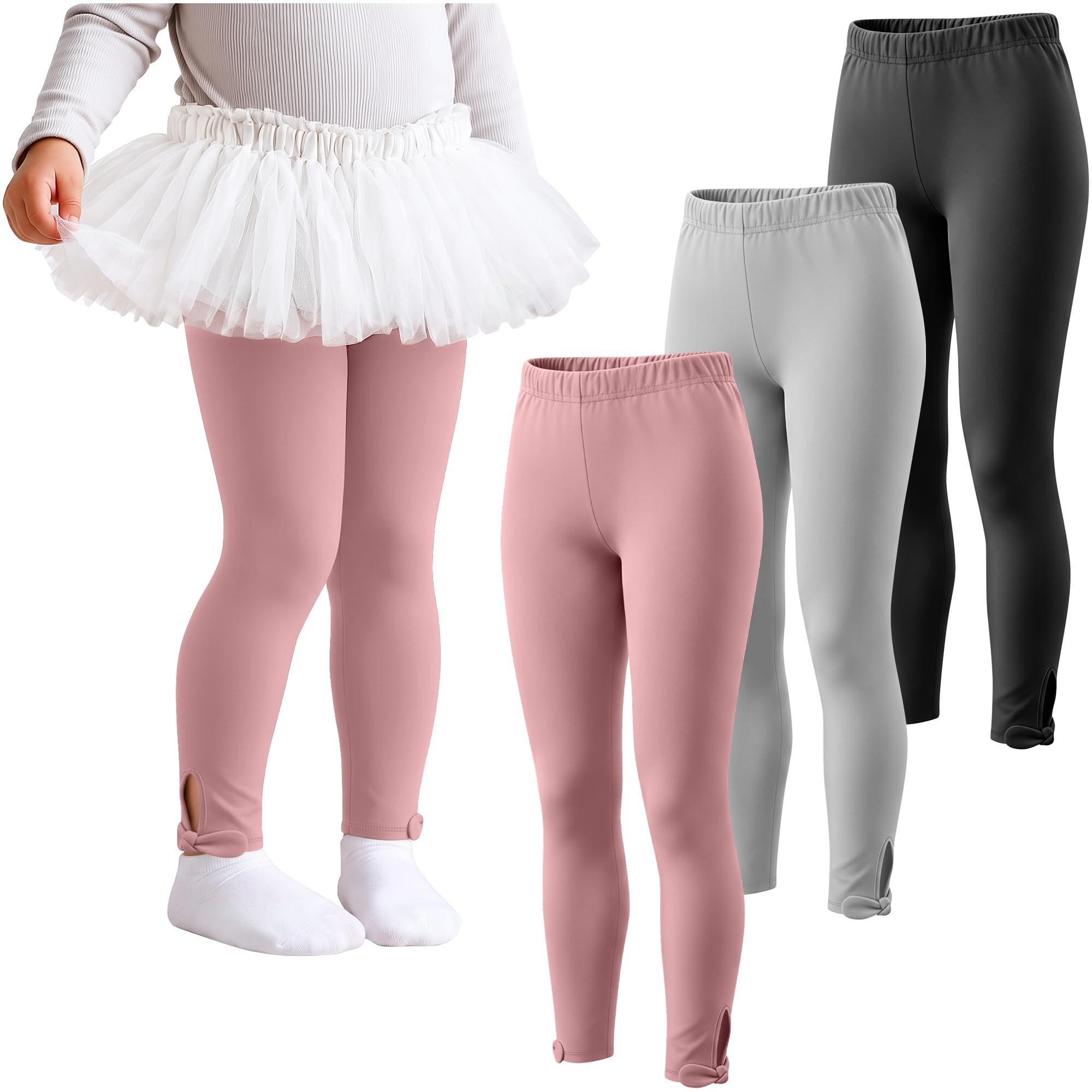 3 Pack Toddler Girls Cotton Leggings Bow Tight Pants