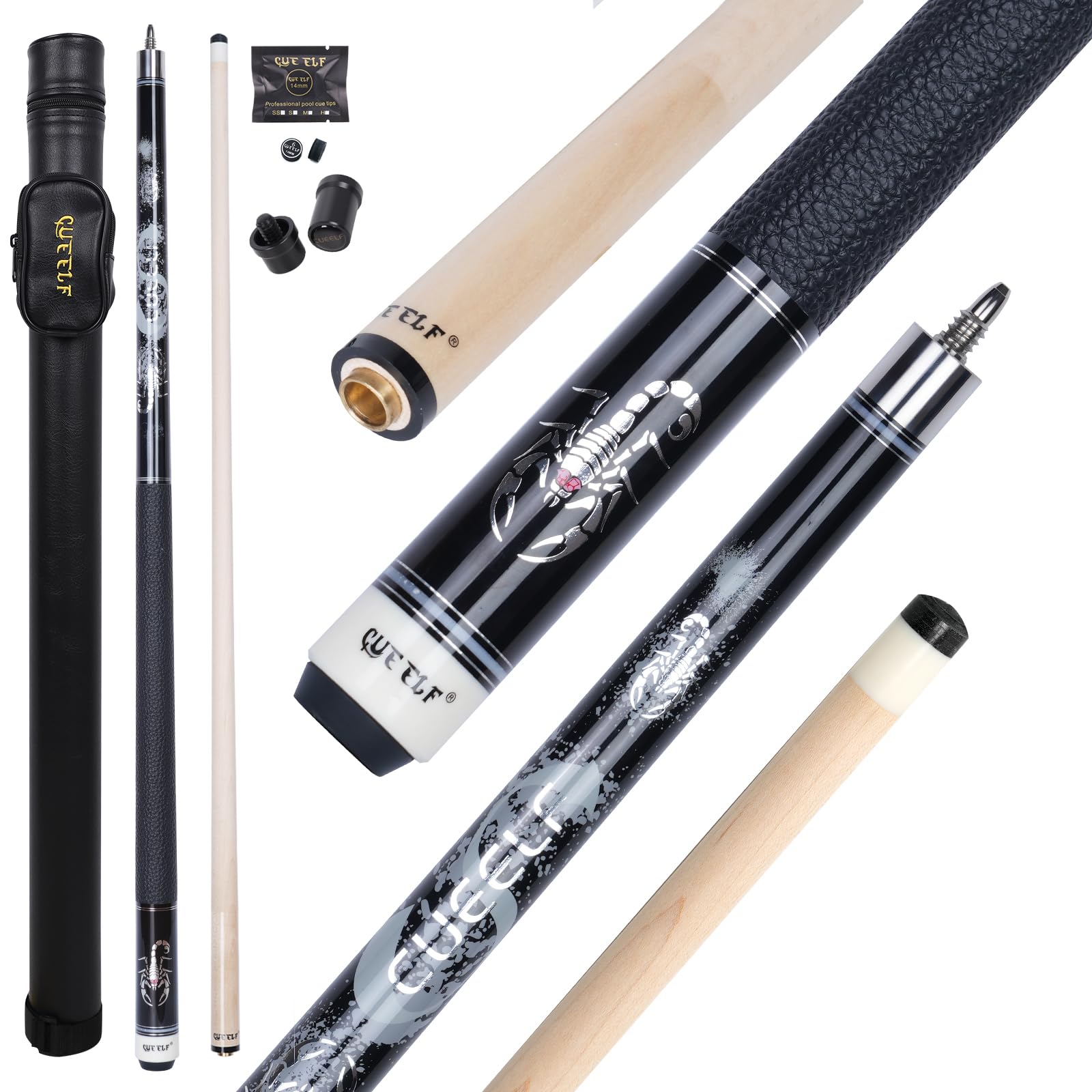 Amazon.com : CUEELF Scorpion Pool Cue Stick 58 inch Canadian Maple