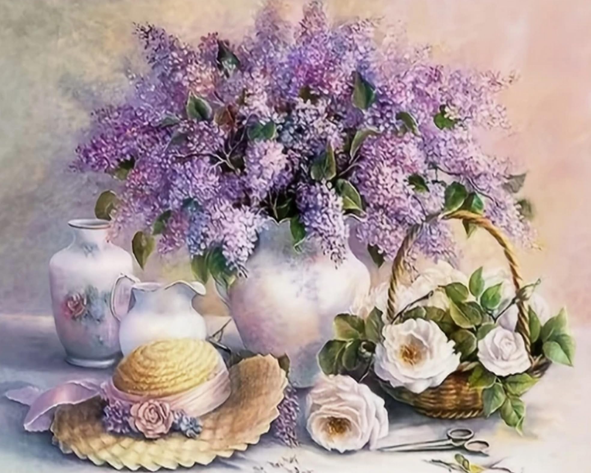 Wihgkin Kit Broderie Point de Croix Estampé fleur violette 11CT