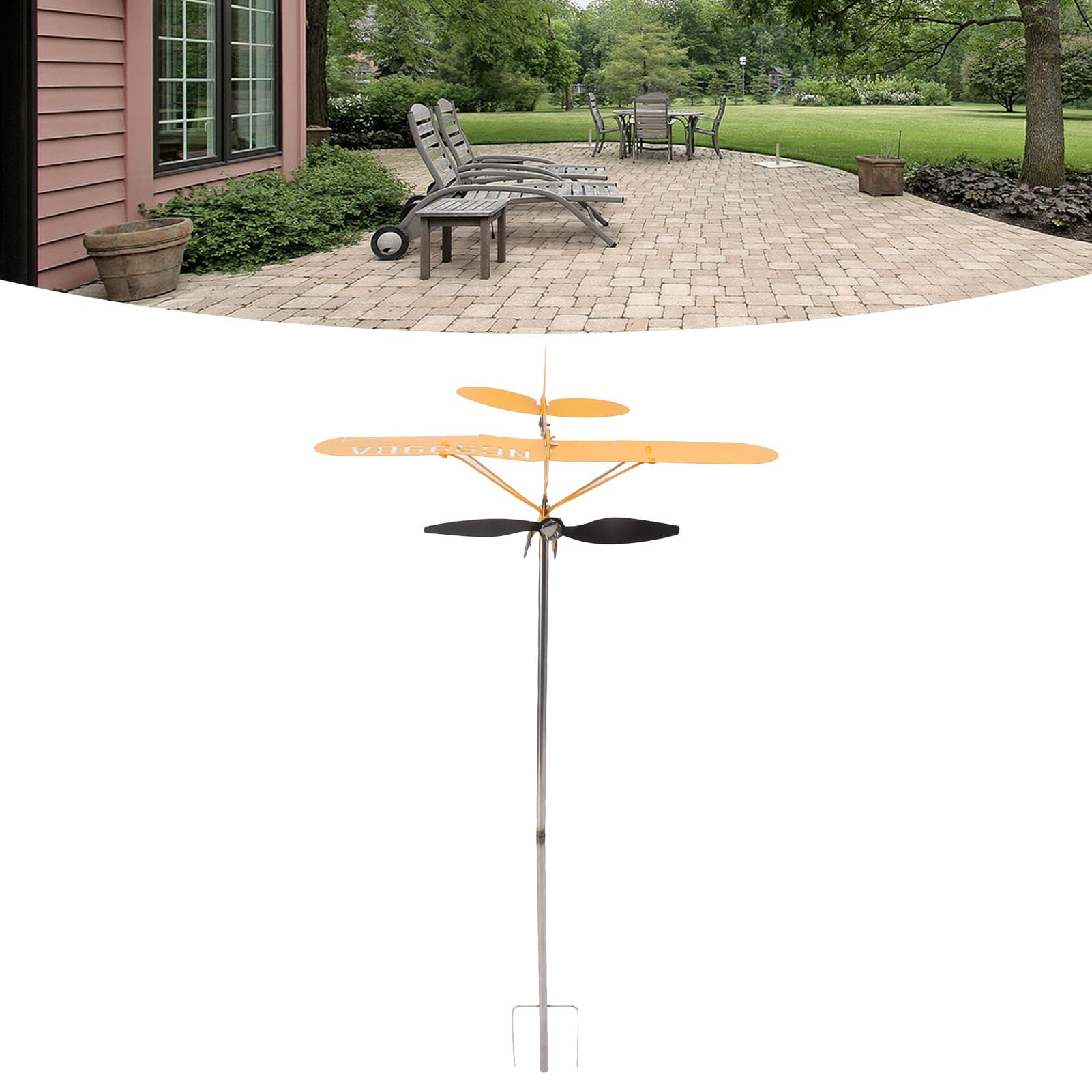 BAOK Roof Weather Vane, Courtyard Decoration Airplane Weathervane for Fence Posts (Large)