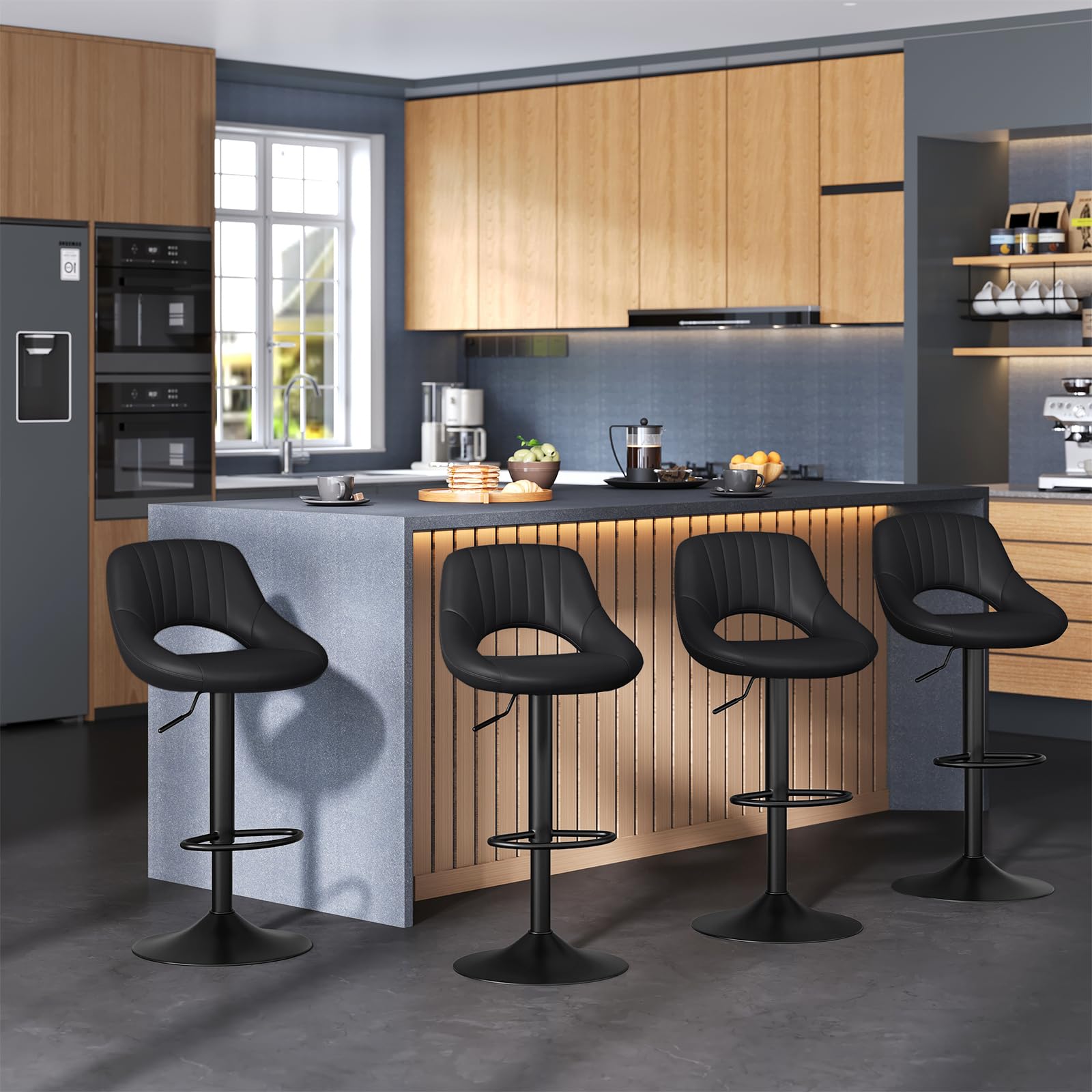 Set 2 Sgabelli Da Bar YMYNY - Altezza Regolabile, Poggiapiedi, Design Vintage, 64 Cm