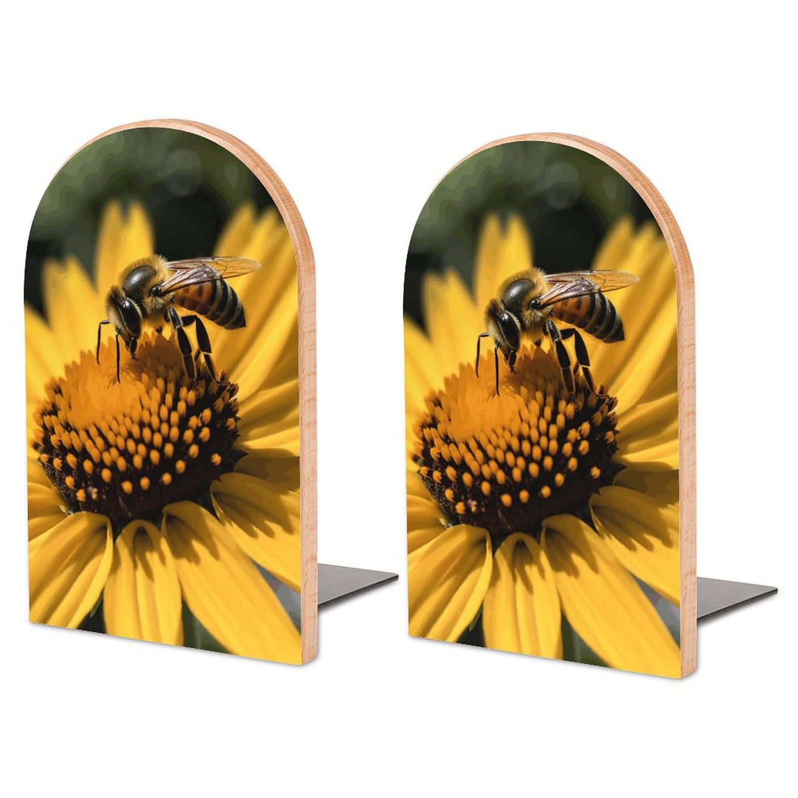Serre-livres réglables fleur jaune et abeille, idée cadeau déco pour bibliothèque