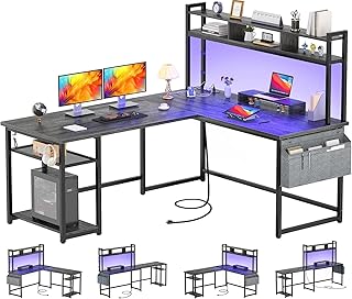 L Shaped Desk L Shape Computer Desk With Storage and Drawers,Corner Pc Table Home Office Desk (Style 2)