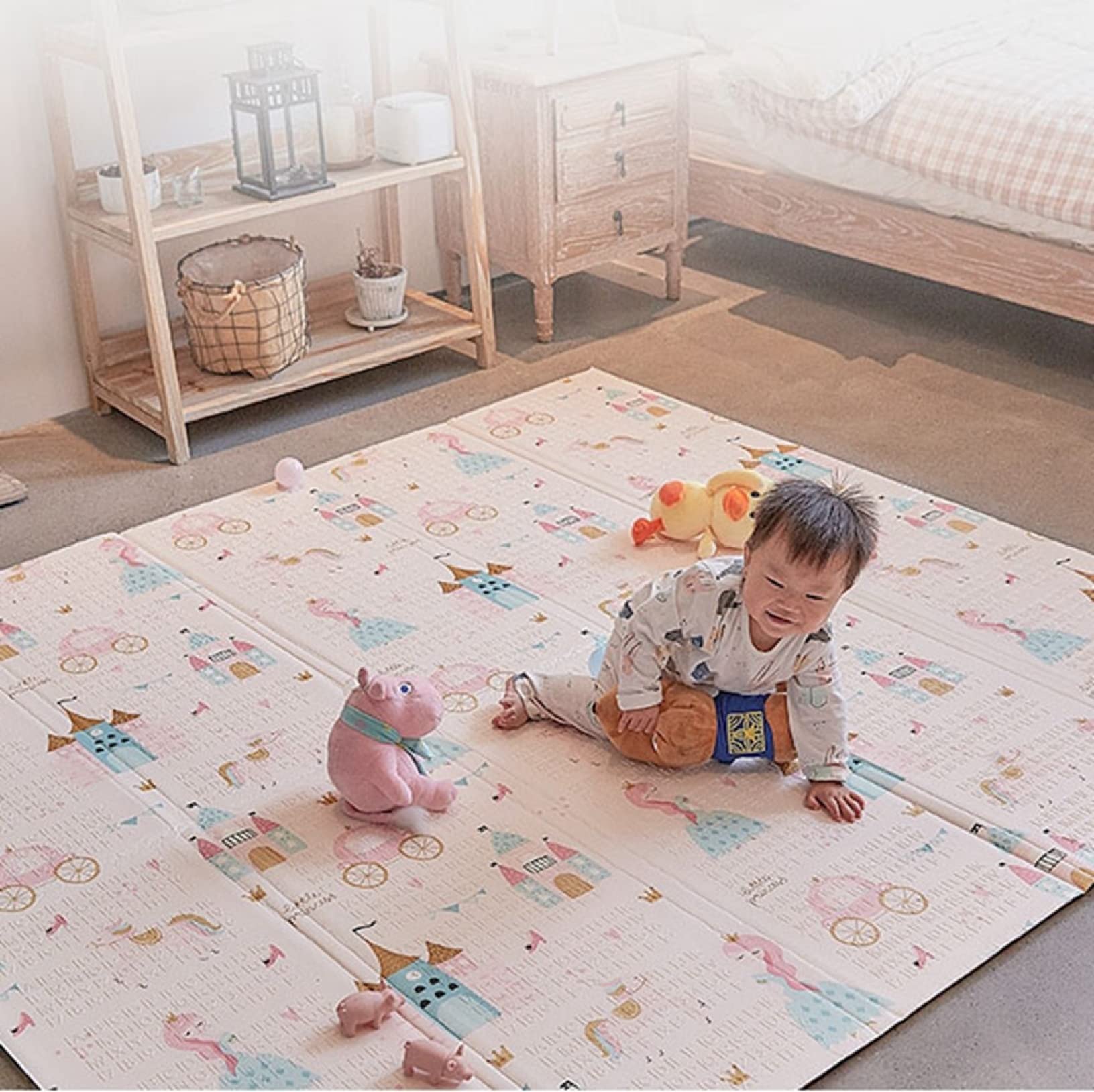 新古品 ベビーマット プレイマット 折りたたみ 180×200cm 　動物 Amazon.co.jp: プレイマット 200*180*1.5cm 動物 可愛い おしゃれ