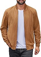 COOFANDY Men's Lightweight Faux Suede Bomber Jacket - Casual Vintage Varsity Style for Fall
