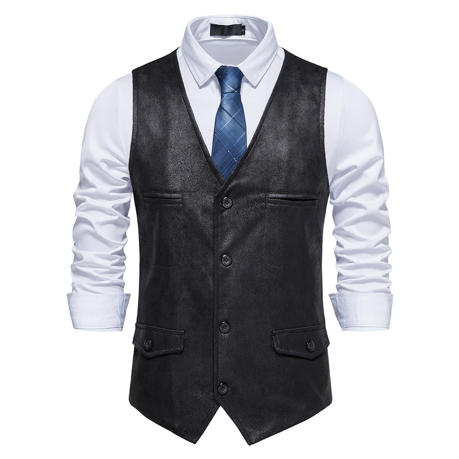 MakingDa Chaleco formal sin mangas con cuello en V para hombre, chaleco de vestir informal de negocios