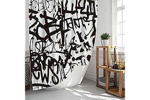 Abstract Graffiti Print Black Shower Curtain