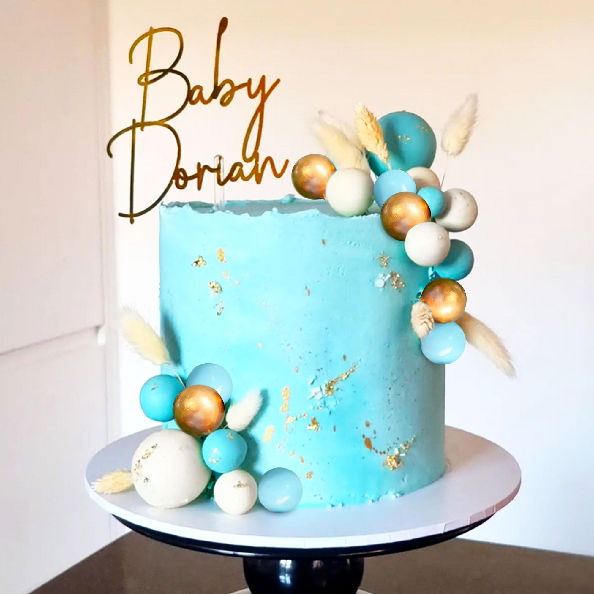 Decorazione per torta di benvenuto per neonato - Blu glitterato, decorazione per baby shower - Italia