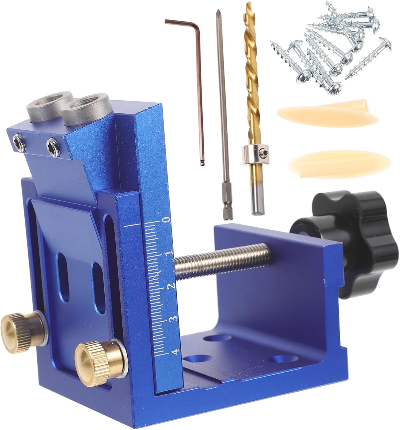 Mikikit 15° Inclined Hole Punch Locator for Woodworking Pocket Hole System Router Guides for Drilling Random