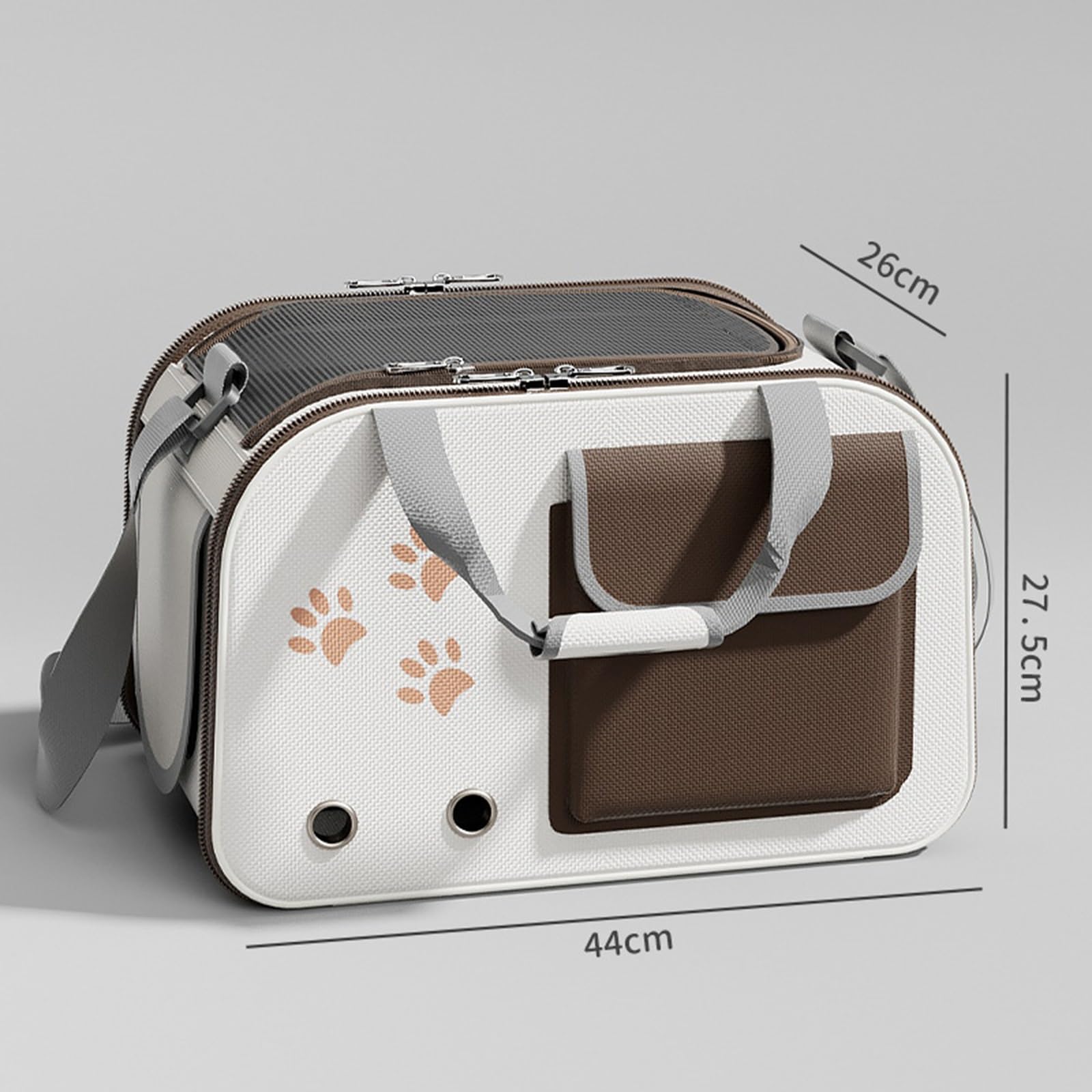 Transportín para Gatos Blando Plegable Antifugas Ventilado Correa Ajustable para Coche/Veterinario/Viaje para Gatos/Perros de hasta 15 Libras(Brown)