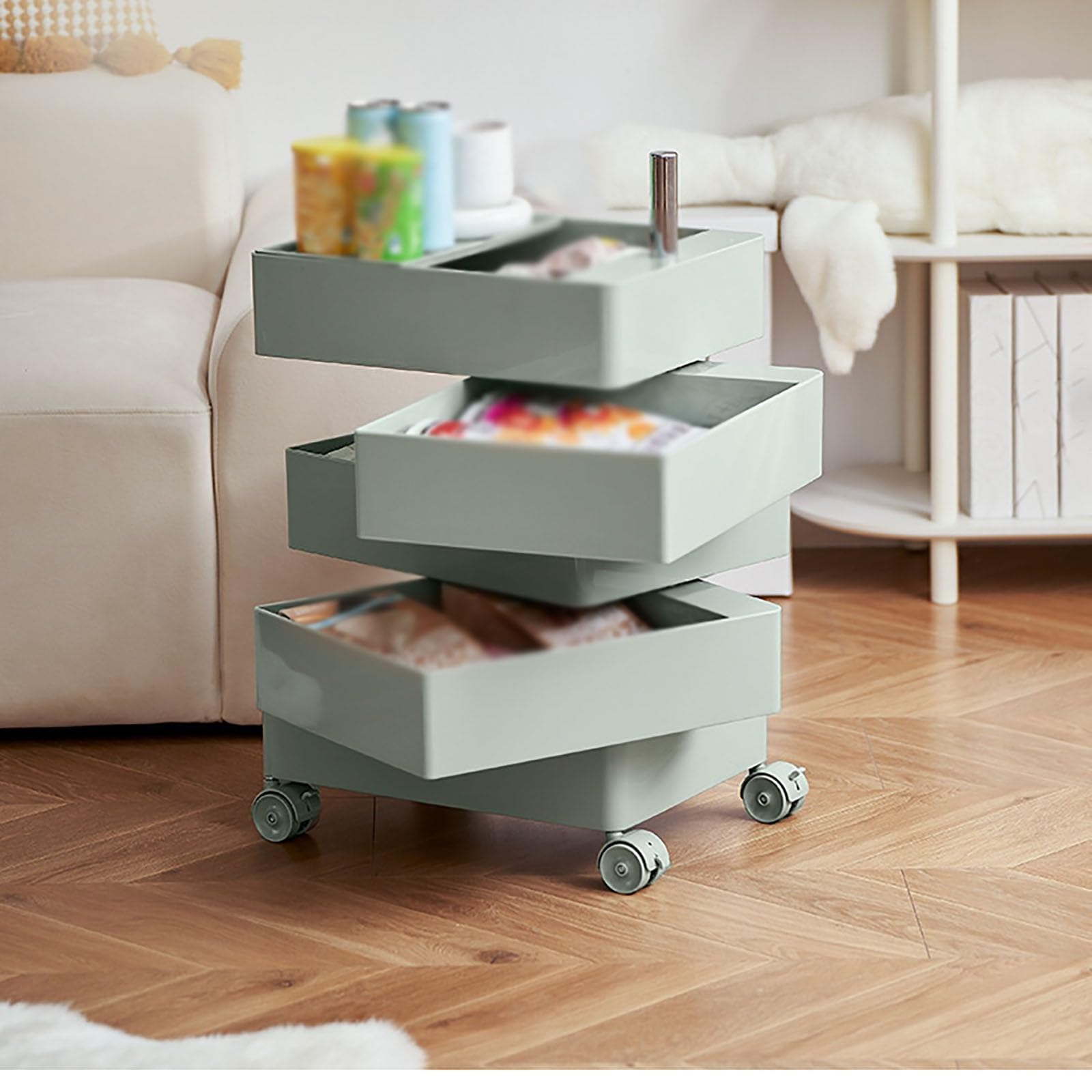 Szafka do przechowywania – wielopoziomowy ruchomy stolik pomocniczy, nowoczesny minimalistyczny design do salonu, sypialni, kuchni