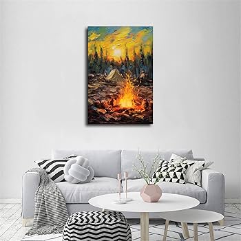 絵画「初冬の森の焚火」 絵画「初冬の森の焚火」