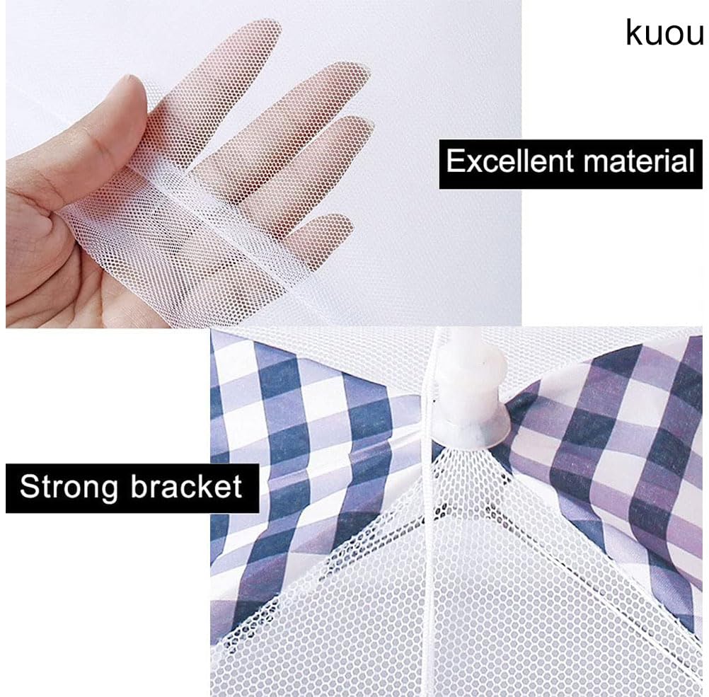 4 Pack Food Covers, 13 Inch Plaid Mesh Pop Up Food Cover Reusable and Collapsible Food Net Cover for Outdoors Parties - Image 4