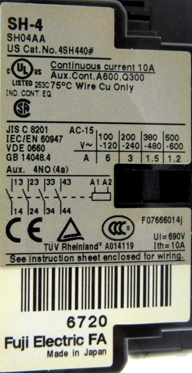 Fuji Electric SH-4 Relay 4SH440 SH04AA SH4