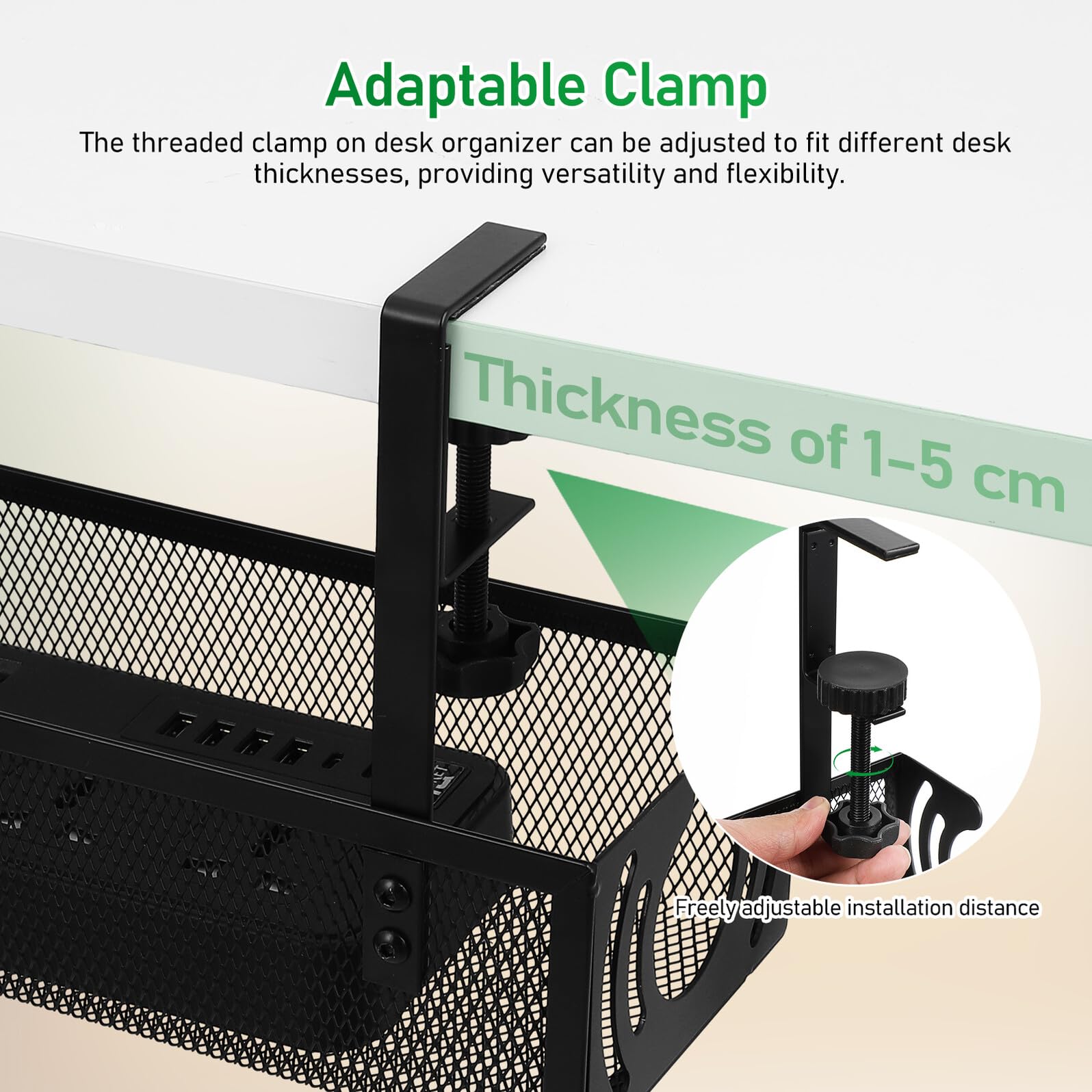 VILLCASE Organizer Cavi Scrivania con Morsetto Antiscivolo Supporto per Gestione Fili Sotto Scrivania Adatto Ufficio e Postazioni Gaming