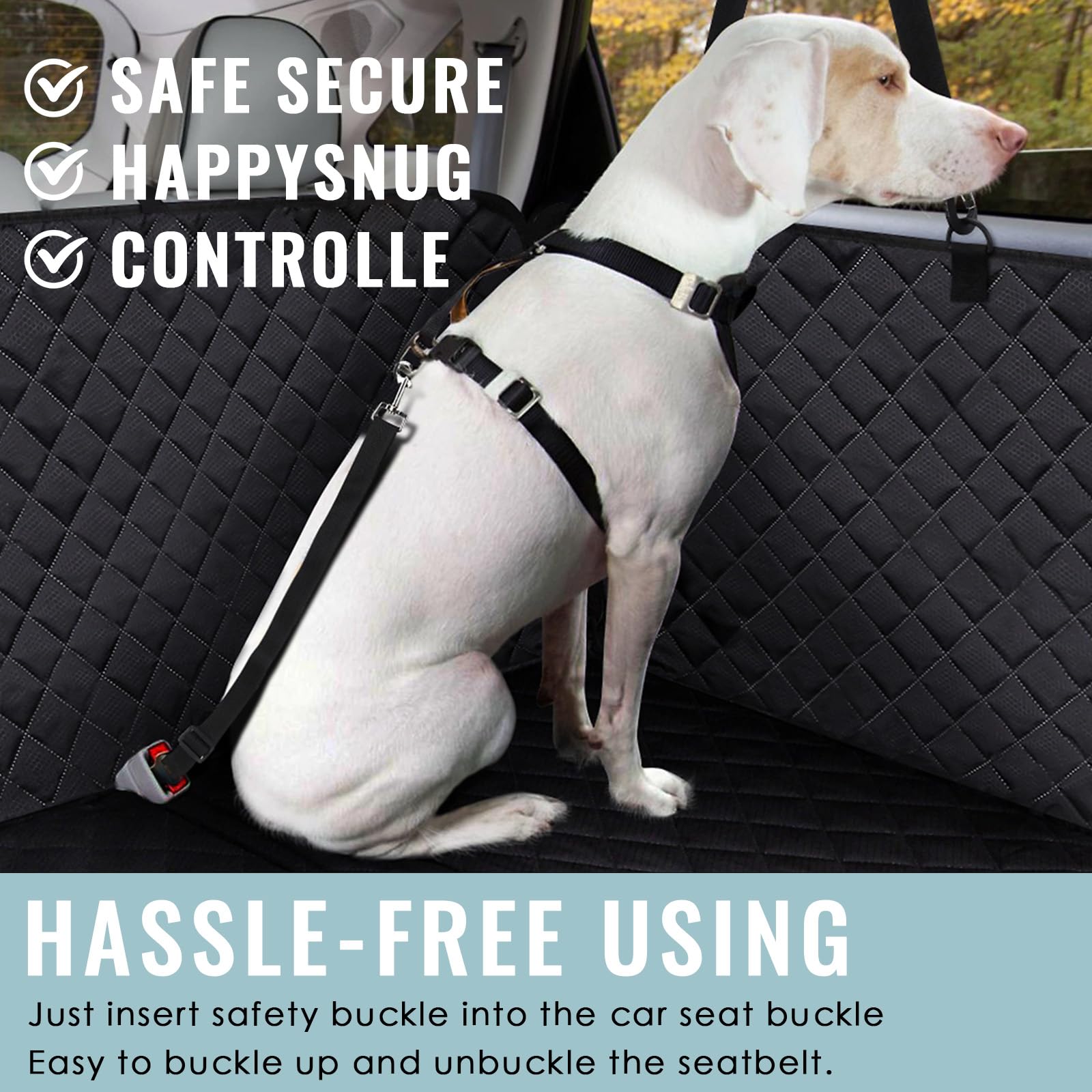 Ceinture de Sécurité Universelle pour Chien - Harnais Laisse Réglable pour Siège de Voiture - Animaux de Compagnie