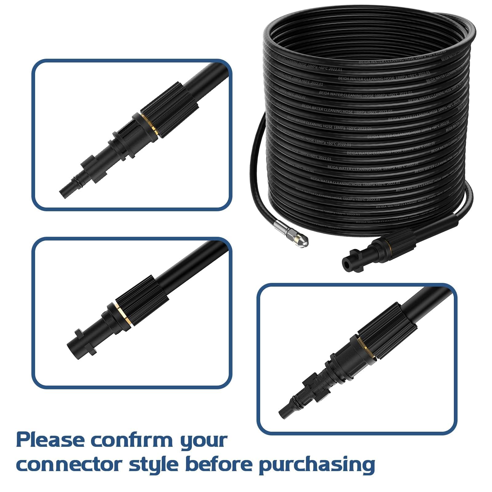 Rohrreinigungsschlauch 15M 180Bar für Kärcher K2 K3 K4 K5 K6 K7 HD HDS, Adapter Kompatible für Lavor Parkside Bosch