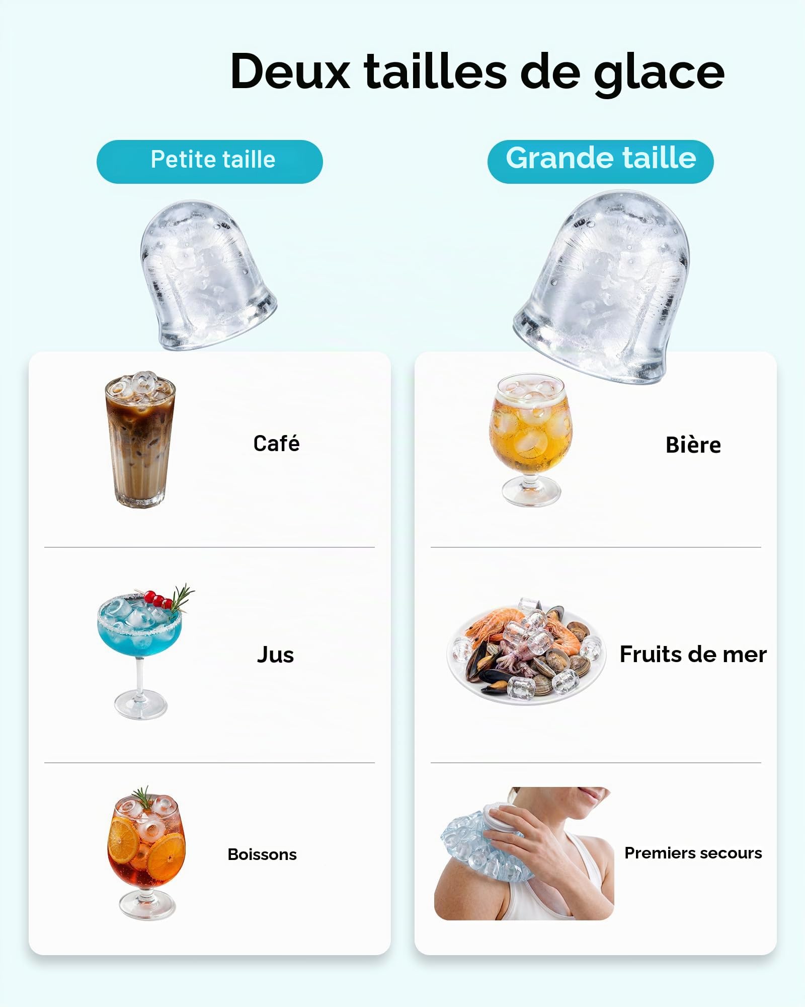 EUHOMY Machine à Glaçons Conception Compacte Réglage à Un Bouton 9 Glaçons en 2 Tailles Nettoyage Automatique Alertes Intelligentes Couvercle Transparent Noir pour Bureau/Cuisine/Chambre