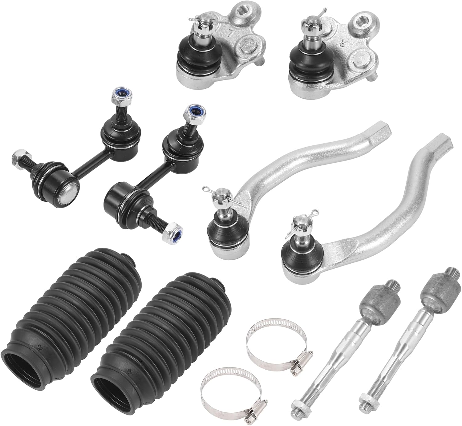 X AUTOHAUX 10pcs Front Suspension Kit Inner Outer Tie Rod End Front Sway Bar Link Lower Ball Joint with Boot for Honda Civic 2006-2011 1.8L Models No.ES800373/K500069/K80768