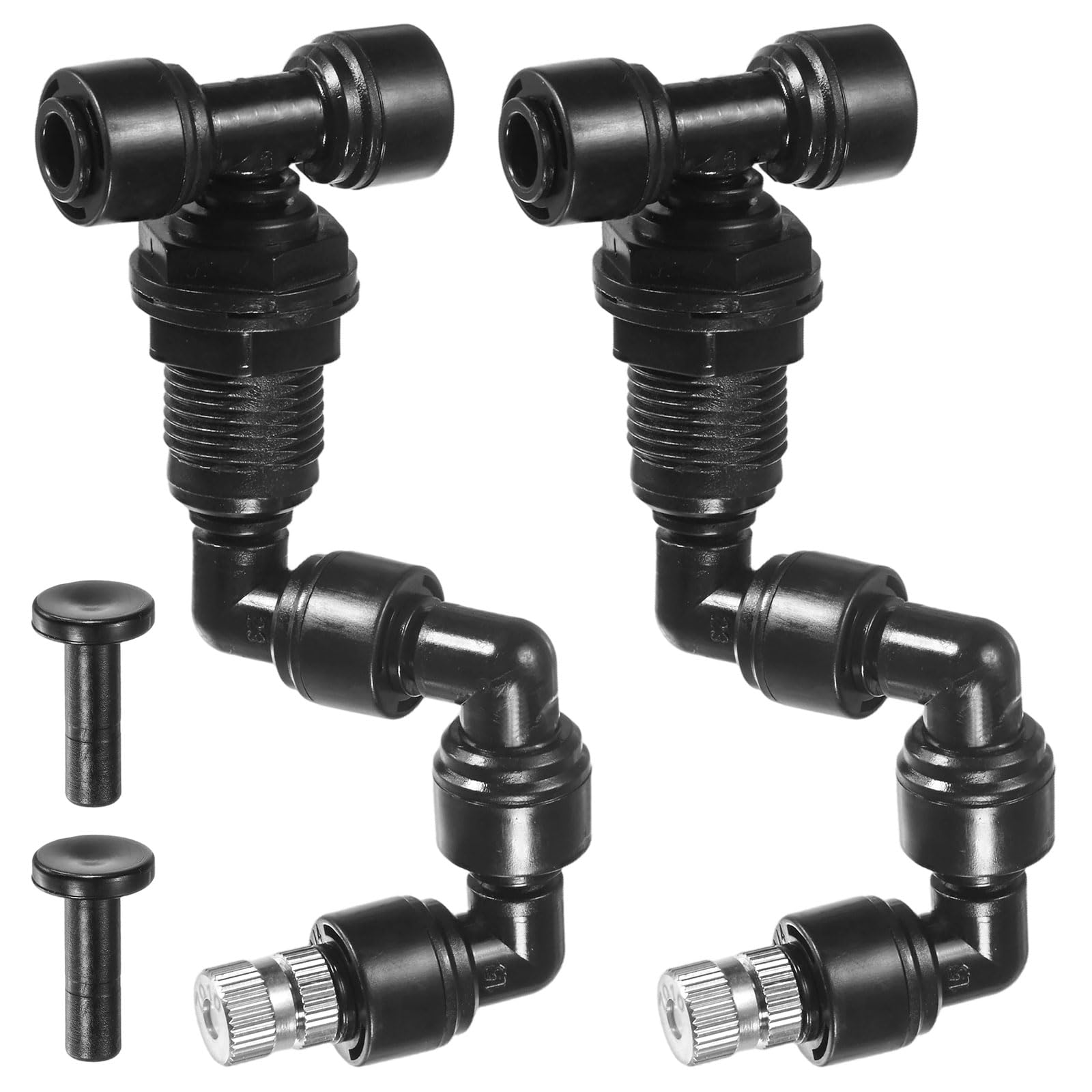 M METERXITY 2-Pack Reptile Mister Nozzles, 0.7mm Pore Copper 1/4" Reptile Misting Spray Nozzle with Plug for Terrarium/Vivarium, 360 Degree Adjustable Detachable Nozzles [Black]