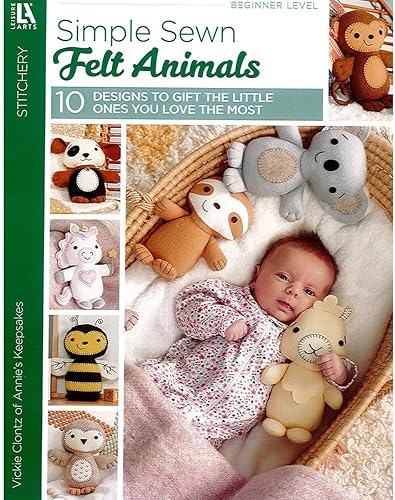 Leisure Arts Libro de costura de animales de fieltro cosido simple