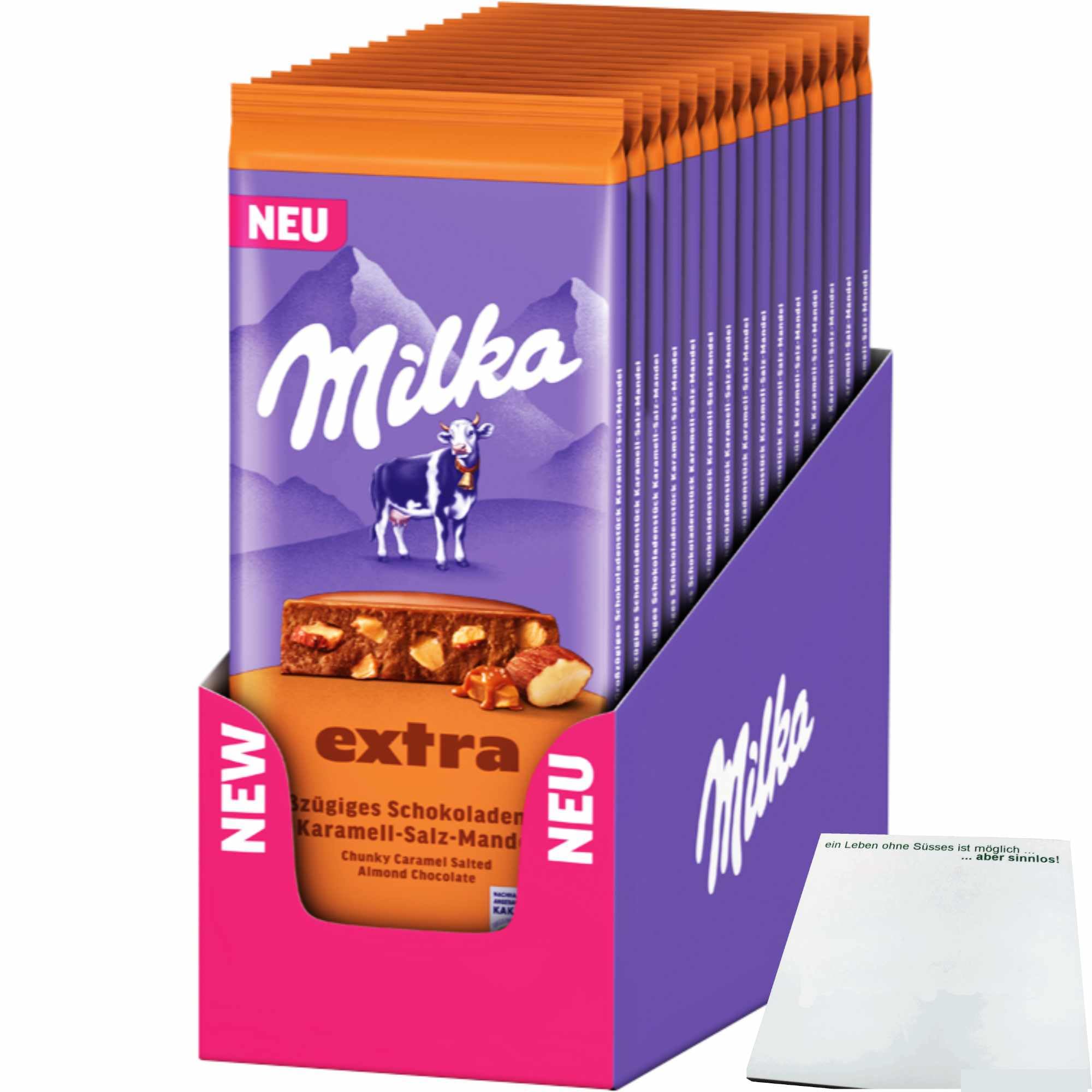 usy Bundle für Milka Extra Karamell Salz Mandel (14x190g) Tafel VPE + usy Block